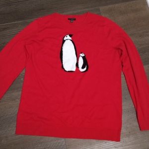 Talbots red penguin sweater